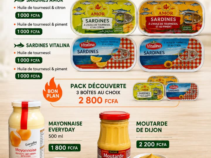 Sardines Amor et Vitalina, mayonnaise et moutarde du nouvel arrivage HAPPY UP